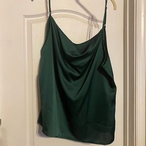Plus Draped Neck Satin Cami Top